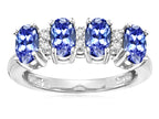 Star K Oval 5x3 Genuine Tanzanite 4 Four Stone Band Ring