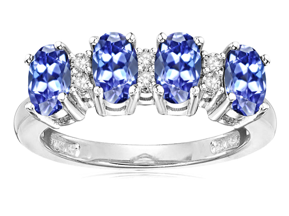 Star K Oval 5x3 Genuine Tanzanite 4 Four Stone Band Ring