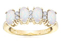 Star K Oval 5x3 Genuine Opal 4 Four Stone Band Ring