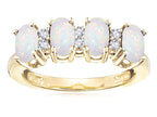 Star K Oval 5x3 Genuine Opal 4 Four Stone Band Ring