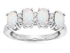 Star K Oval 5x3 Genuine Opal 4 Four Stone Band Ring