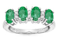 Star K Oval 5x3 Genuine Emerald 4 Four Stone Band Ring