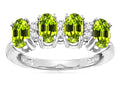 Star K Oval 5x3 Genuine Peridot 4 Four Stone Band Ring