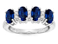 Star K Oval 5x3 Created Sapphire 4 Four Stone Band Ring