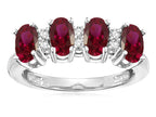 Star K Oval 5x3 Created Ruby 4 Four Stone Band Ring