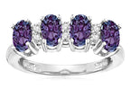 Star K Oval 5x3 Simulated Alexandrite 4 Four Stone Band Ring