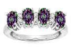 Star K Oval 5x3 Rainbow Mystic Topaz 4 Four Stone Band Ring