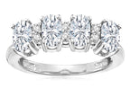 Star K Oval 5x3 Genuine White Topaz 4 Four Stone Band Ring