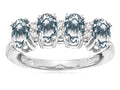 Star K Oval 5x3 Genuine Aquamarine 4 Four Stone Band Ring
