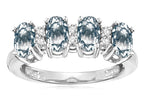 Star K Oval 5x3 Genuine Aquamarine 4 Four Stone Band Ring