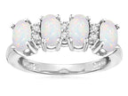 Star K Oval 5x3 Genuine Opal 4 Four Stone Band Ring