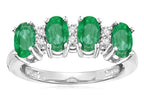 Star K Oval 5x3 Genuine Emerald 4 Four Stone Band Ring