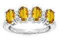 Star K Oval 5x3 Genuine Citrine 4 Four Stone Band Ring