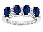 Star K Oval 5x3 Created Sapphire 4 Four Stone Band Ring