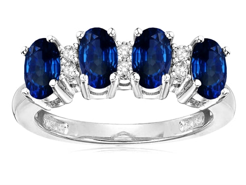 Star K Oval 5x3 Created Sapphire 4 Four Stone Band Ring