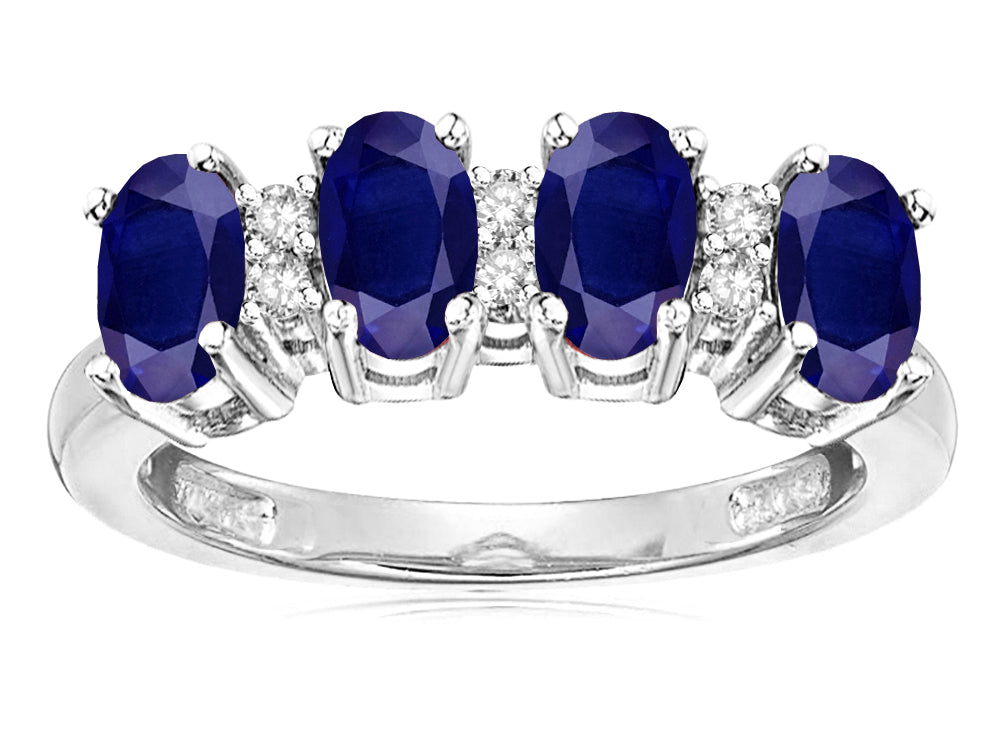Star K Genuine Sapphire Oval 5x3 4 Four Stone Band Ring