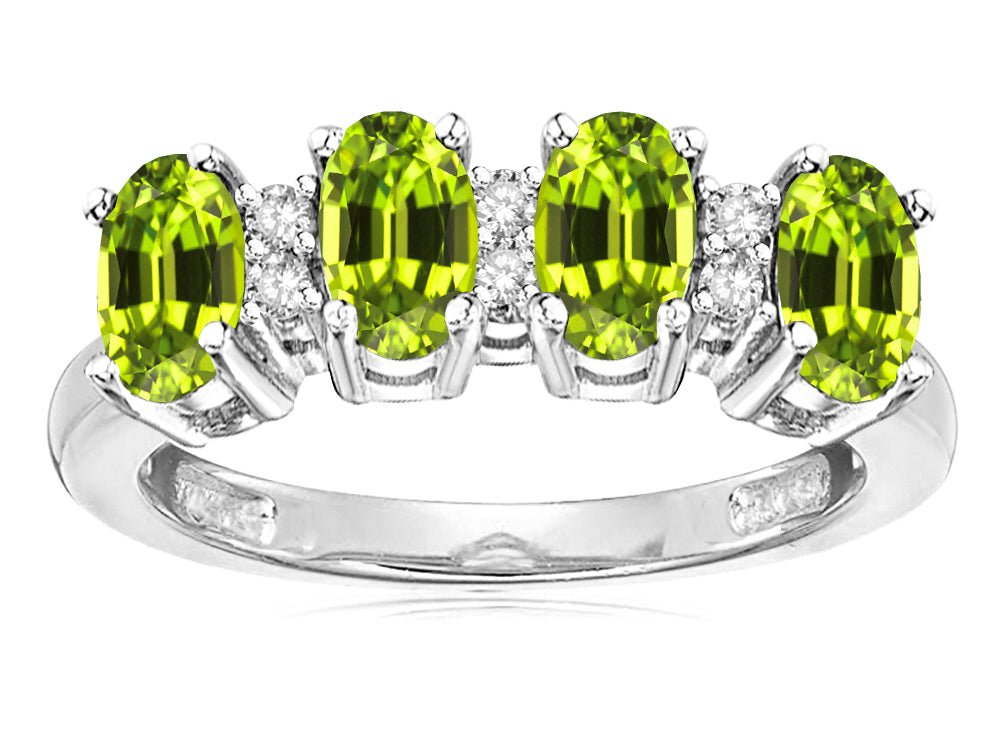 Star K Genuine Peridot Oval 5x3 4 Four Stone Band Ring