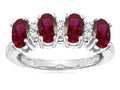 Star K Created Ruby Oval 5x3 4 Four Stone Band Ring