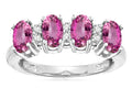 Star K Created Pink Sapphire Oval 5x3 4 Four Stone Band Ring
