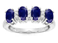 Star K Genuine Sapphire Oval 5x3 4 Four Stone Band Ring