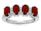 Star K Genuine Garnet Oval 5x3 4 Four Stone Band Ring