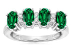 Star K Simulated Emerald Oval 5x3 4 Four Stone Band Ring