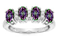 Star K Rainbow Mystic Topaz Oval 5x3 4 Four Stone Band Ring