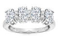 Star K Genuine White Topaz Oval 5x3 4 Four Stone Band Ring