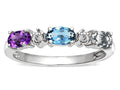 Star K  Custom Personalized 3 Three Oval Birthstones 5x3mm Band Mothers Wedding Promise Ring