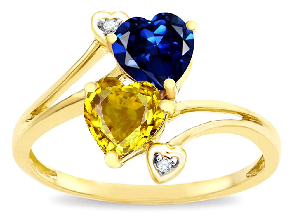 Star K  Custom Personalized 2 Two Stone Double Heart Mothers Engagement Promise Birthstone Ring