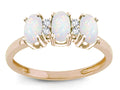 Star K Genuine Opal 3 Three Oval Stones Promise Ring Wedding Band