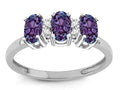 Star K Simulated Alexandrite 3 Three Oval Stones Promise Ring Wedding Band