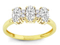 Star K Genuine White Topaz 3 Three Oval Stones Promise Ring Wedding Band