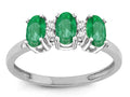 Star K Genuine Emerald 3 Three Oval Stones Promise Ring Wedding Band