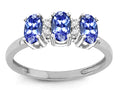 Star K Genuine Tanzanite 3 Three Oval Stones Promise Ring Wedding Band