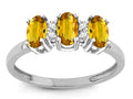Star K Genuine Citrine 3 Three Oval Stones Promise Ring Wedding Band