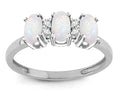 Star K Genuine Opal 3 Three Oval Stones Promise Ring Wedding Band