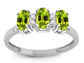 Star K 3 Three Oval Genuine Peridot Stones Promise Ring Wedding Band