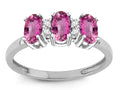 Star K 3 Three Oval Simulated Pink Tourmaline Stones Promise Ring Wedding Band