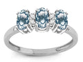 Star K 3 Three Oval Simulated Aquamarine Stones Promise Ring Wedding Band