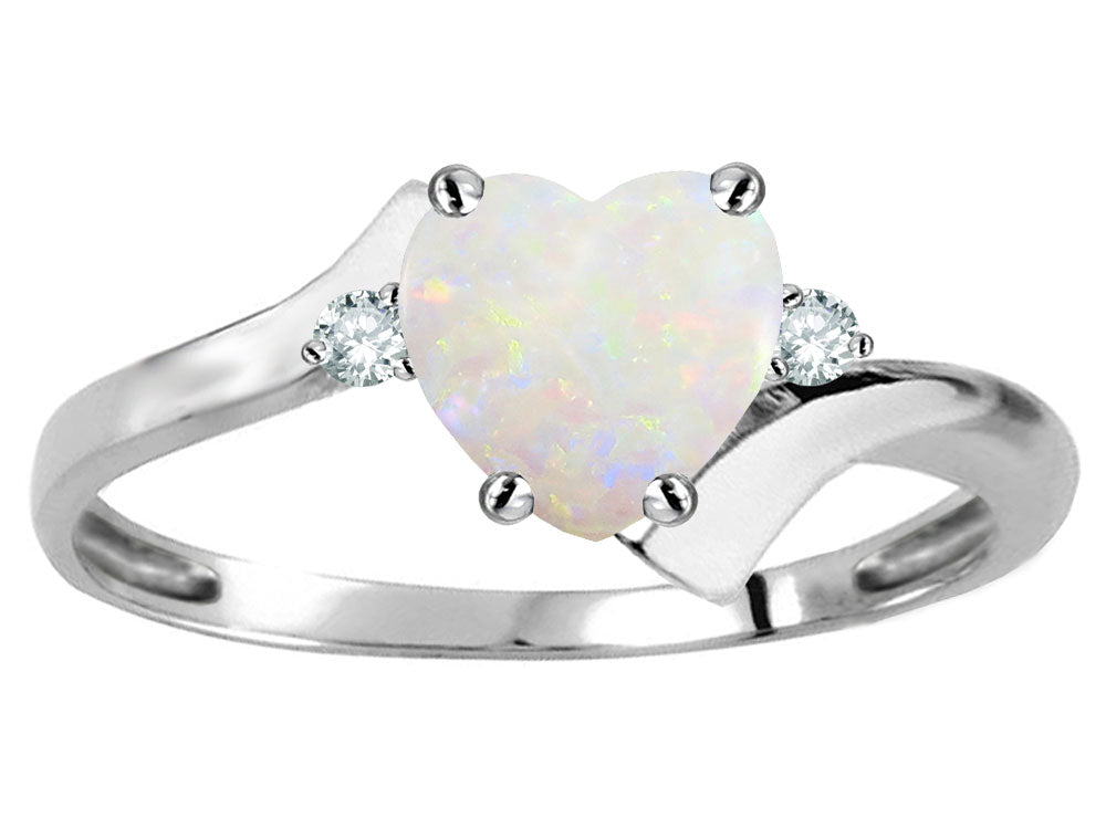 Original Star K Heart Shape 6mm Genuine Opal bypass Ring