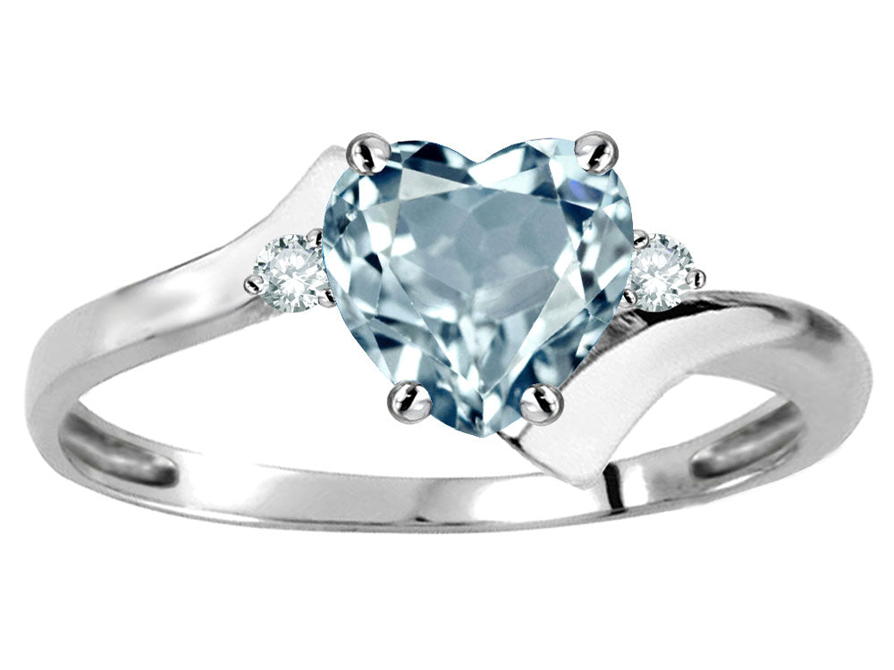 Original Star K Heart Shape 6mm Genuine Sky Blue Topaz bypass Ring