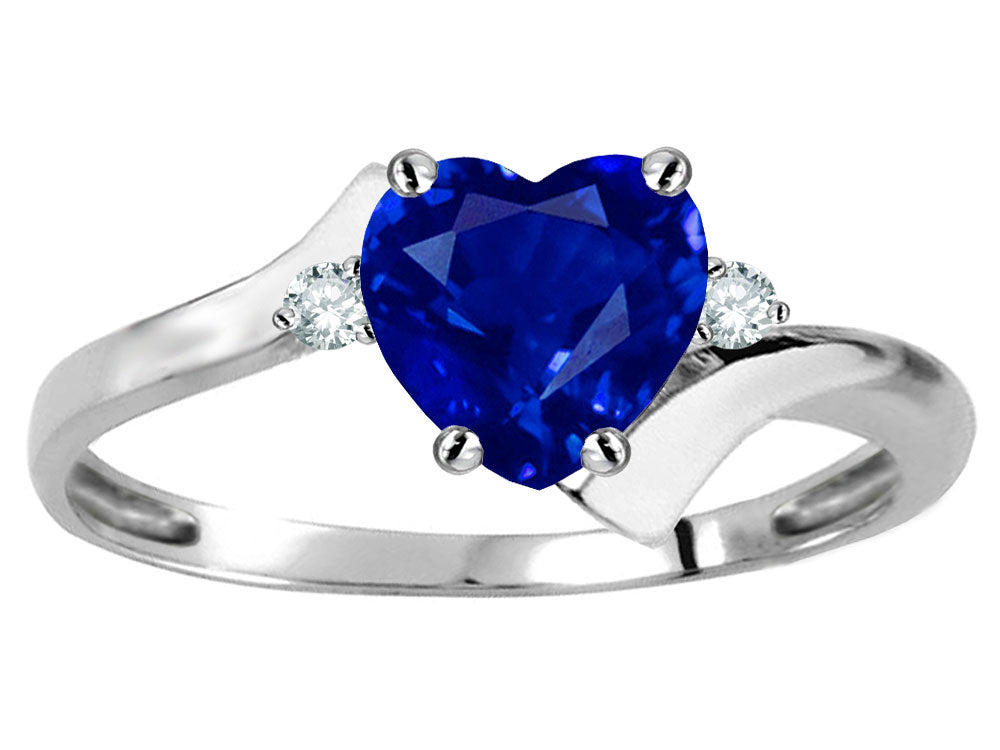Original Star K Heart Shape 6mm Created Sapphire bypass Ring