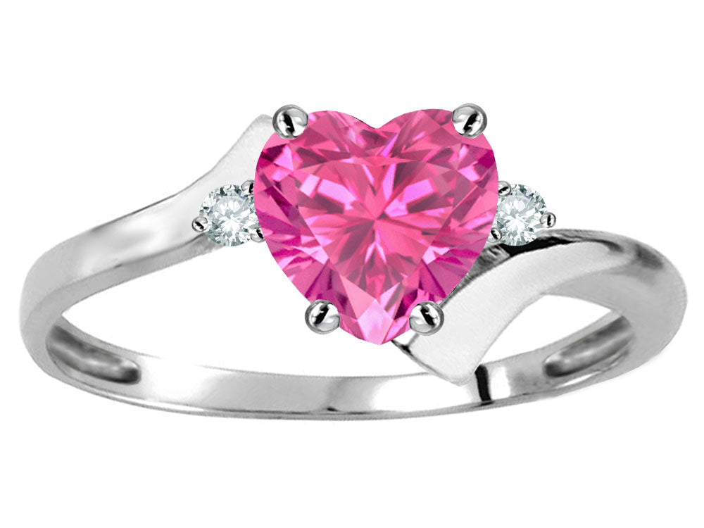 Original Star K Heart Shape 6mm Created Pink Sapphire bypass Ring