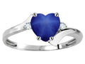 Original Star K Heart Shape 6mm Created Star Sapphire bypass Ring