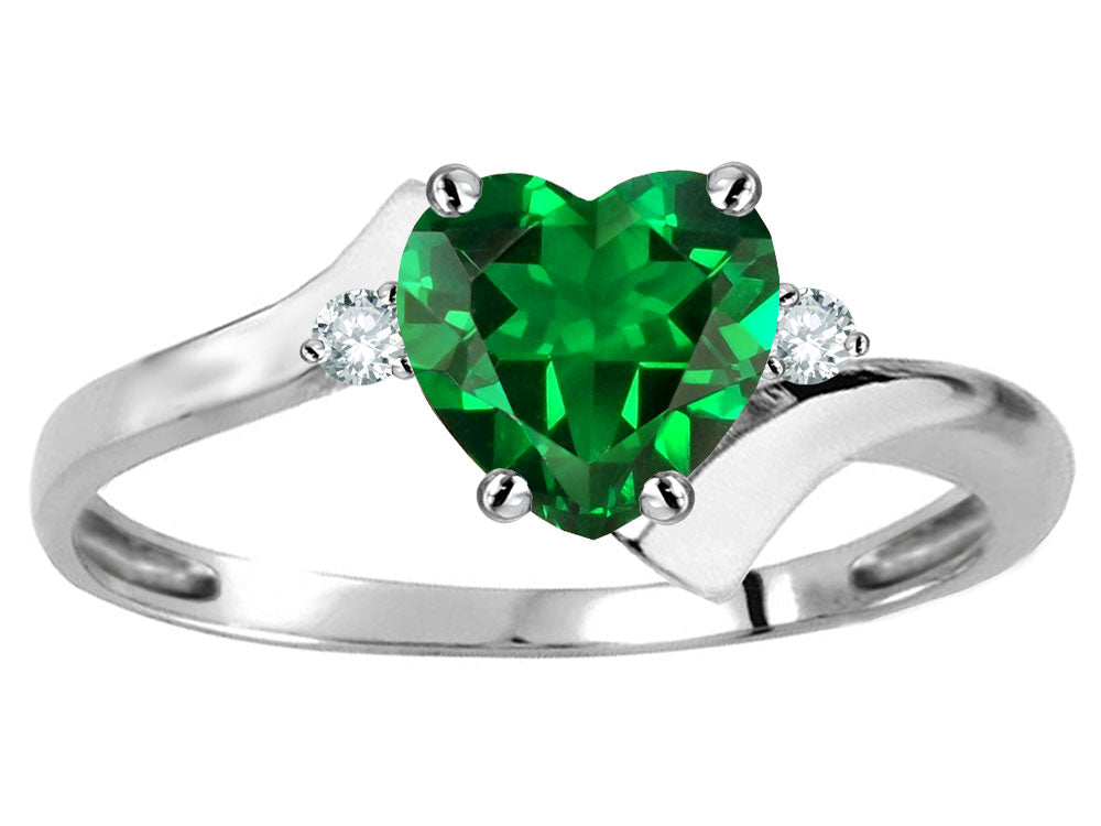 Original Star K Heart Shape 6mm Simulated Emerald bypass Ring