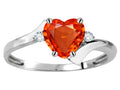 Original Star K Heart Shape 6mm Simulated Orange Mexican Fire Opal bypass Ring