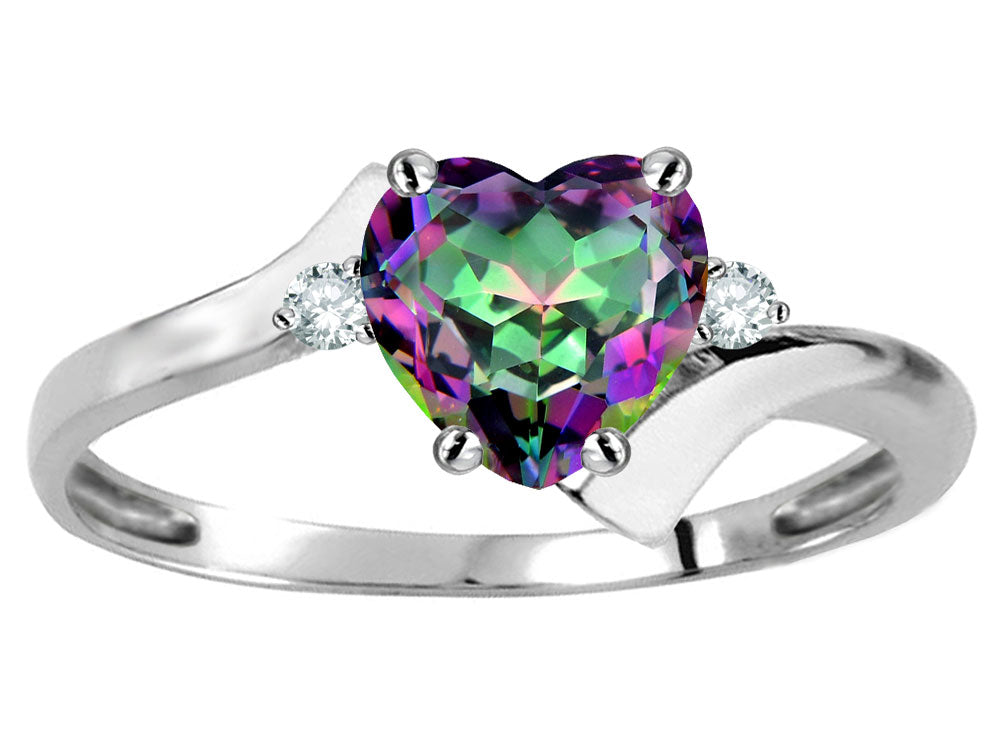 Original Star K Heart Shape 6mm Rainbow Mystic Topaz  bypass Ring