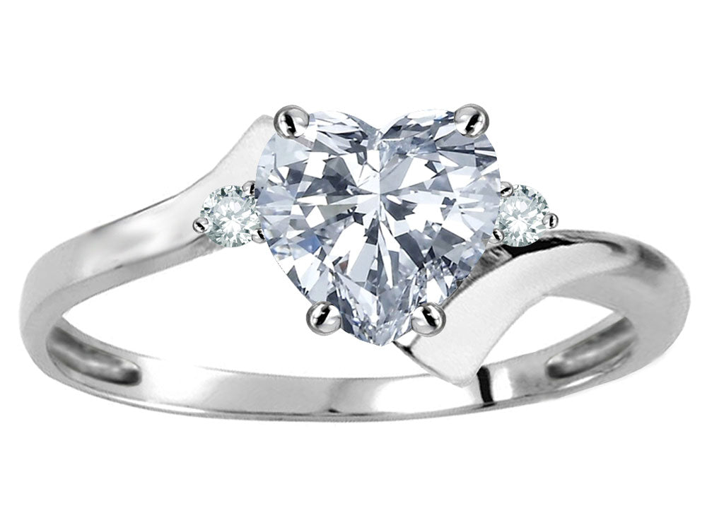 Original Star K Heart Shape 6mm Genuine White Topaz  bypass Ring