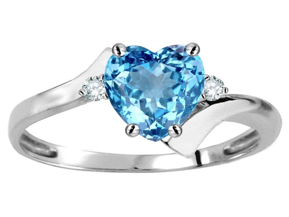 Original Star K Heart Shape 6mm Genuine Blue Topaz bypass Ring